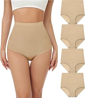 wirarpa Women's Super High Waisted Briefs Underwear Cotton Full Coverage Panties for Women 4 Pack