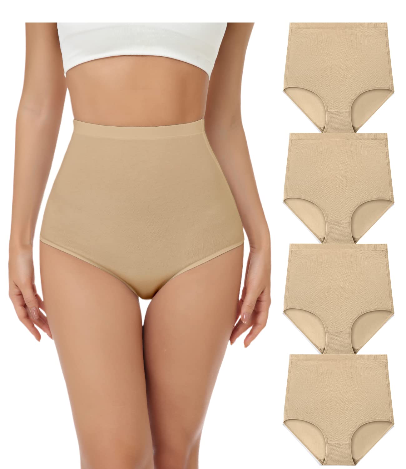 wirarpa Women's Super High Waisted Briefs Underwear Cotton Full Coverage Panties