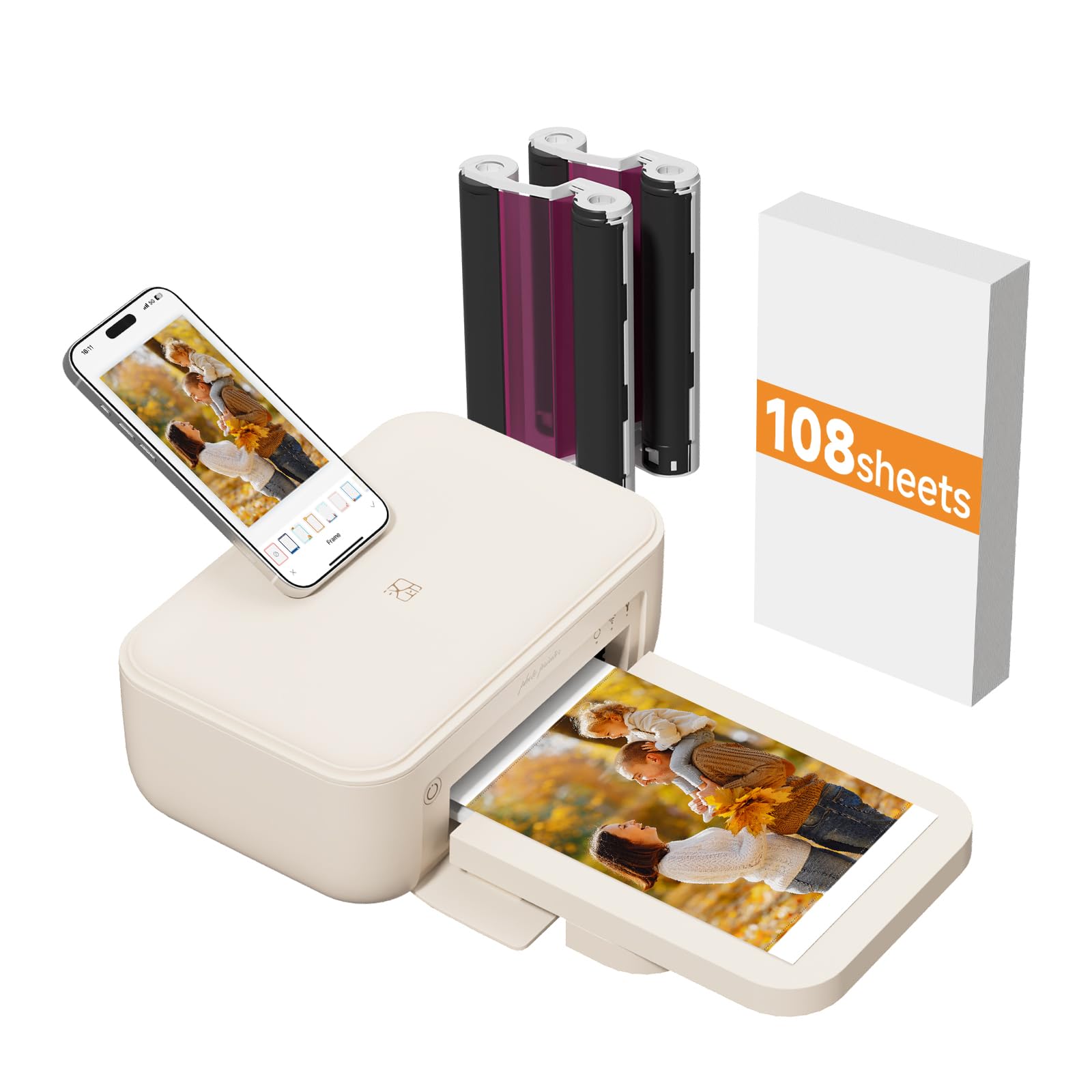 HPRT CP4100 4x6 Portable Photo Printer with 108 Sheets+2 Ribbons, Wi-Fi | Full C