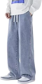 Men's Wide Pants, Thin, For Spring & Autumn, Denim Style, Lightweight, Loose, Loungewear, Relaxed, Easy Pants, Breathable, Quick Drying, Street, Casual, Holiday, Cool, Simple, Jeans Style