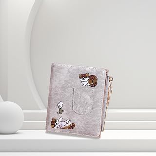 small wallets for women denim bifold small wallets for women cute cat embroidery wallet bifold wallet for cash photo id cards, grey, Casual