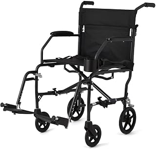 TRANSPORT CHAIR 19”W, LTWGHT ALUM, BLACK
