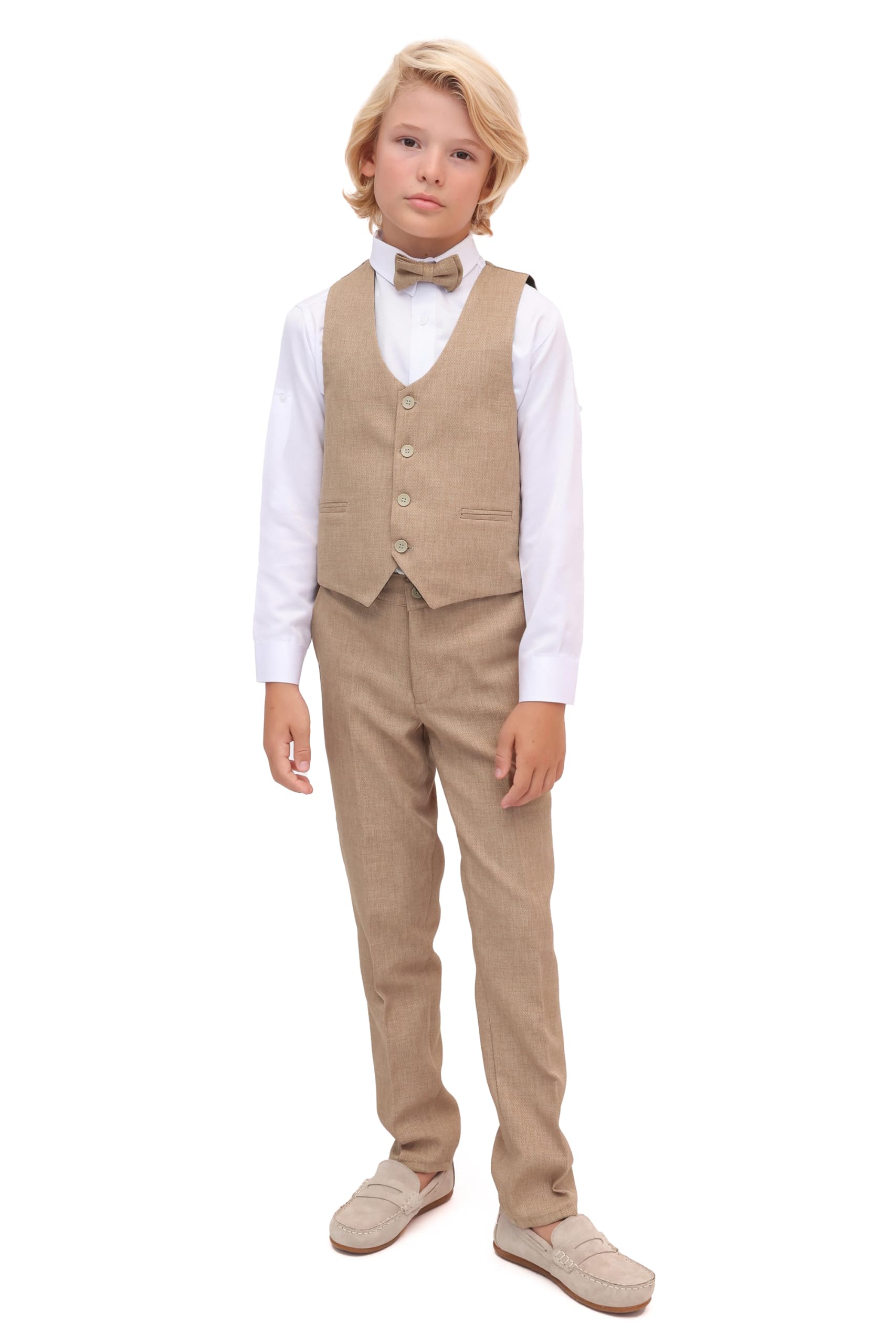 Lilax Boys Formal Suit 4 Piece Vest, Pants and Tie Dresswear Suit Set