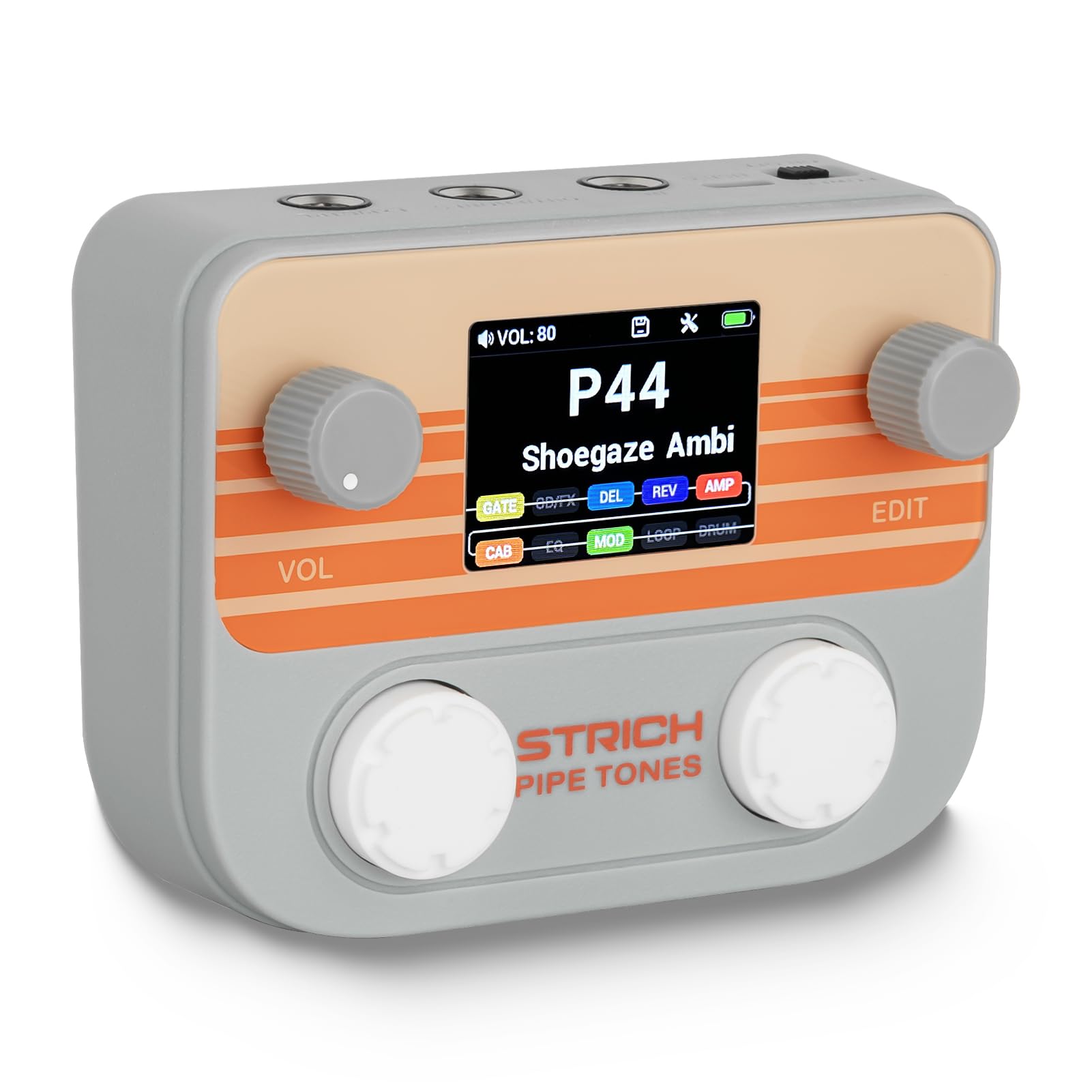 STRICH Pipe Tones Pocket Multi Effects Pedal for Guitar & Bass, 125 Effects, 10 