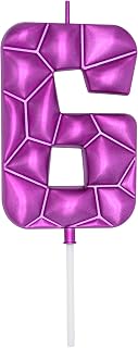 DERVENTA Large Purple Number Candle 3D Bubble Style 3.7 Inch Birthday Party Decoration Cake Decoration (Purple 6 Purple)
