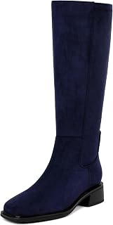QIY Knee High Boots for Women Low Heel Flat Tall Boots