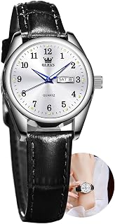 OLEVS Ladies Leather Band Quartz Date Wrist Watch