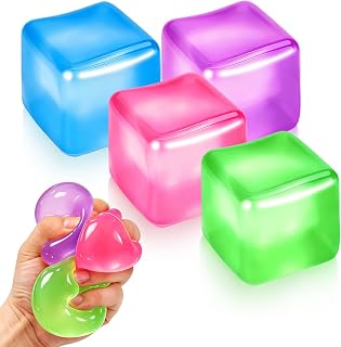 Siwarm 4 Pack Stress Cube Squishy Fidget Toys for Anxiety Stress Relief | Slow Rising Fidget Cube Squeeze Toys, Squishy Cube Filled with Thick Substance, Square Stress Balls for Adults Kids