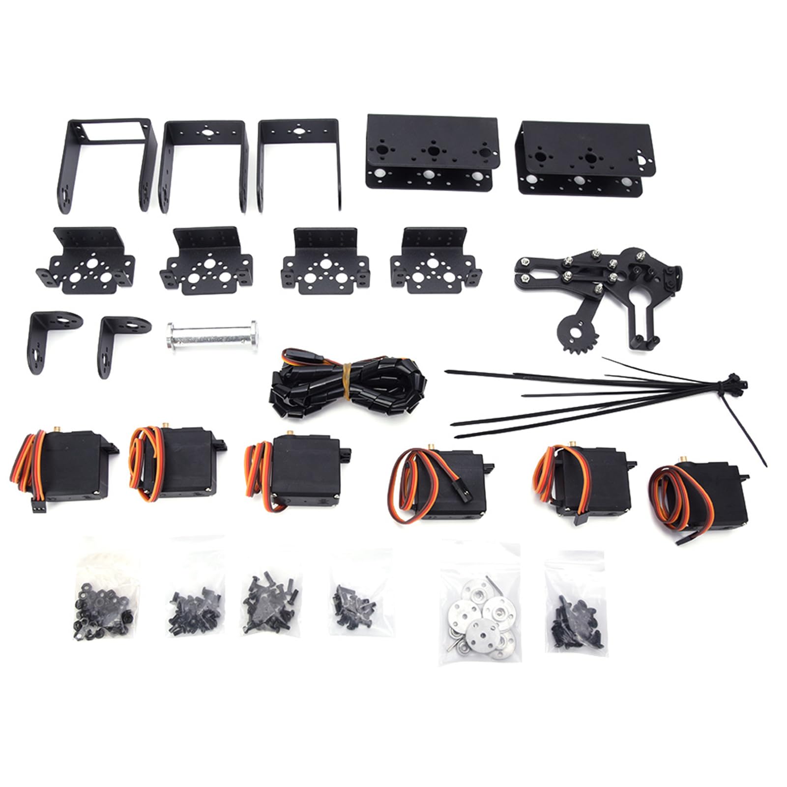 6DOF Robot Mechanical Arm Clamp Claw Kit, 6 Servo Motors Aluminum Fittings Cup B