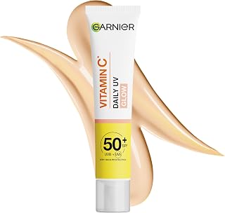 Garnier Vitamin C* Daily UV Brightening Fluid Sheer Glow, SPF50+, 40ml | Prevents and Corrects Sun Damage, Evens Skin Tone, For Face and Neck, For All Skin Types, Vegan & Cruelty-Free