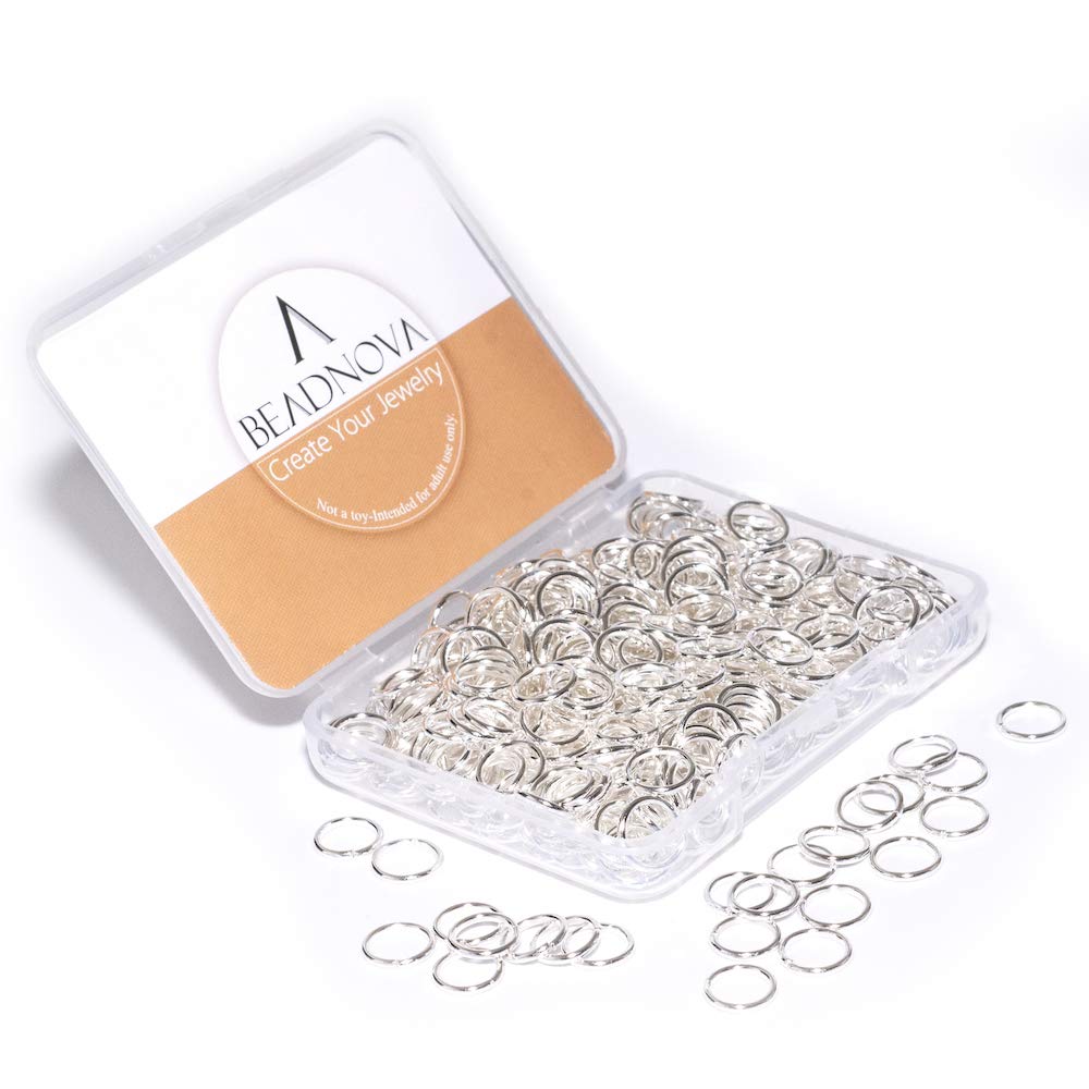 BEADNOVA 8mm Open Jump Rings Silver Jump Rings for Jewelry Making and Keychains 