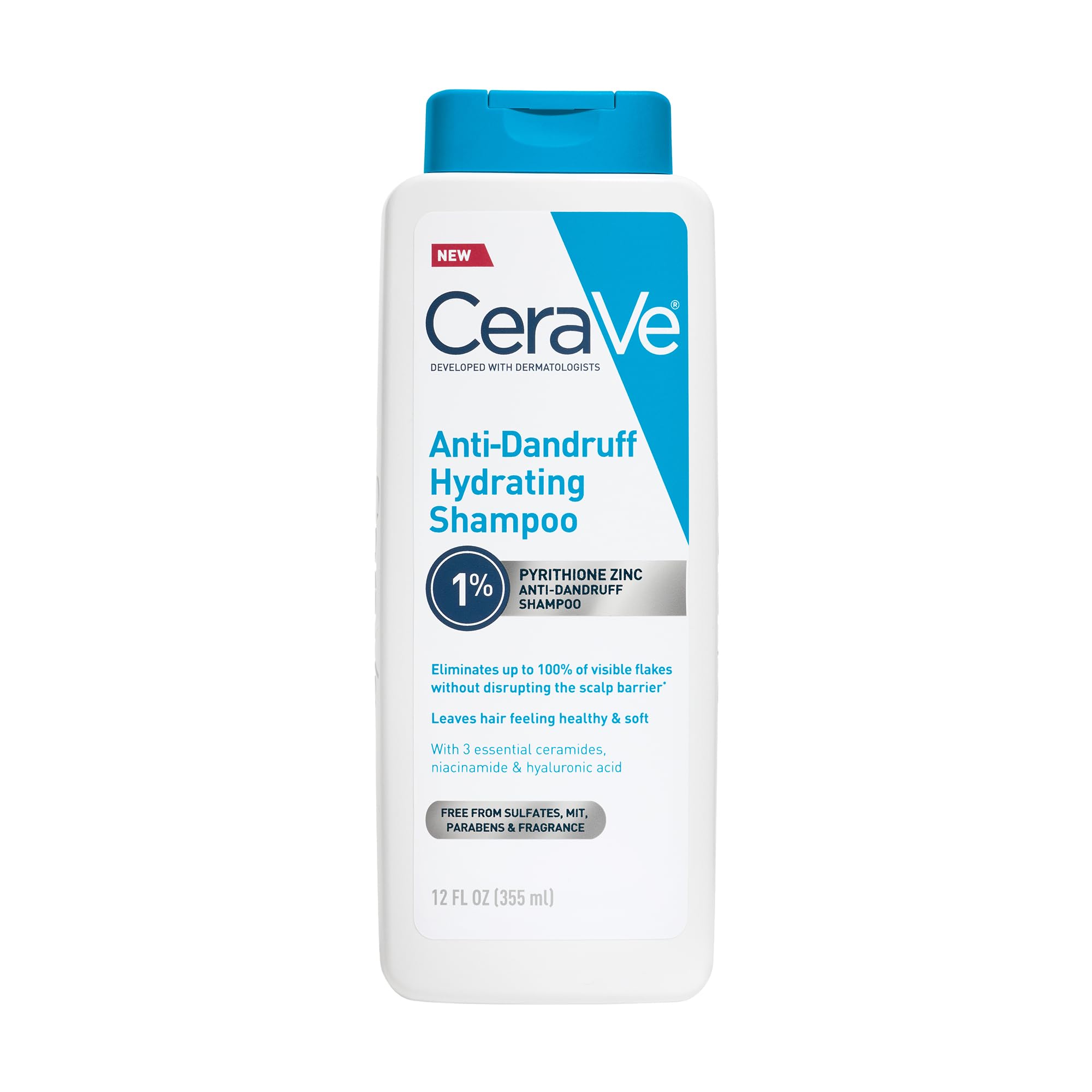 CeraVe Hydrating Anti Dandruff Shampoo, Itchy Scalp Treatment, 12oz | Helps Elim