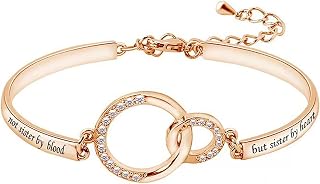 LSxAB Not Sister By Blood But Sister By Heart Cuff Bangle Bracelet for Best Friend BFF Friendship Bracelets