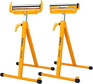 SHALL Roller Stand, Heavy-Duty Folding Roller Stands with 500 LBS Capacity | 2-Pack, 27.8-43" Height-Adjustable Roller Stands for Woodworking Infeed & Outfeed Support, Table Saws, Miter Saws