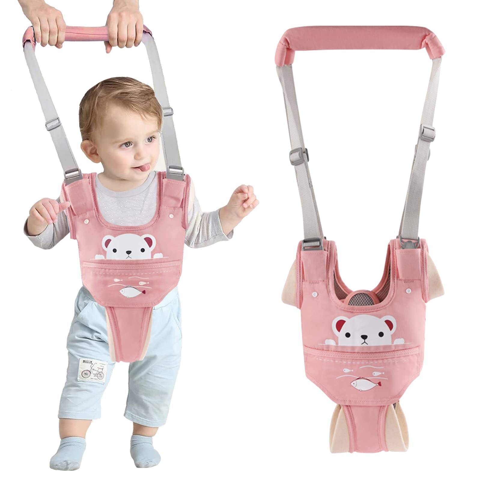 Ocanoiy Baby Walking Harness Handheld Baby Walker Assistant Belt (Pink) | Adjust