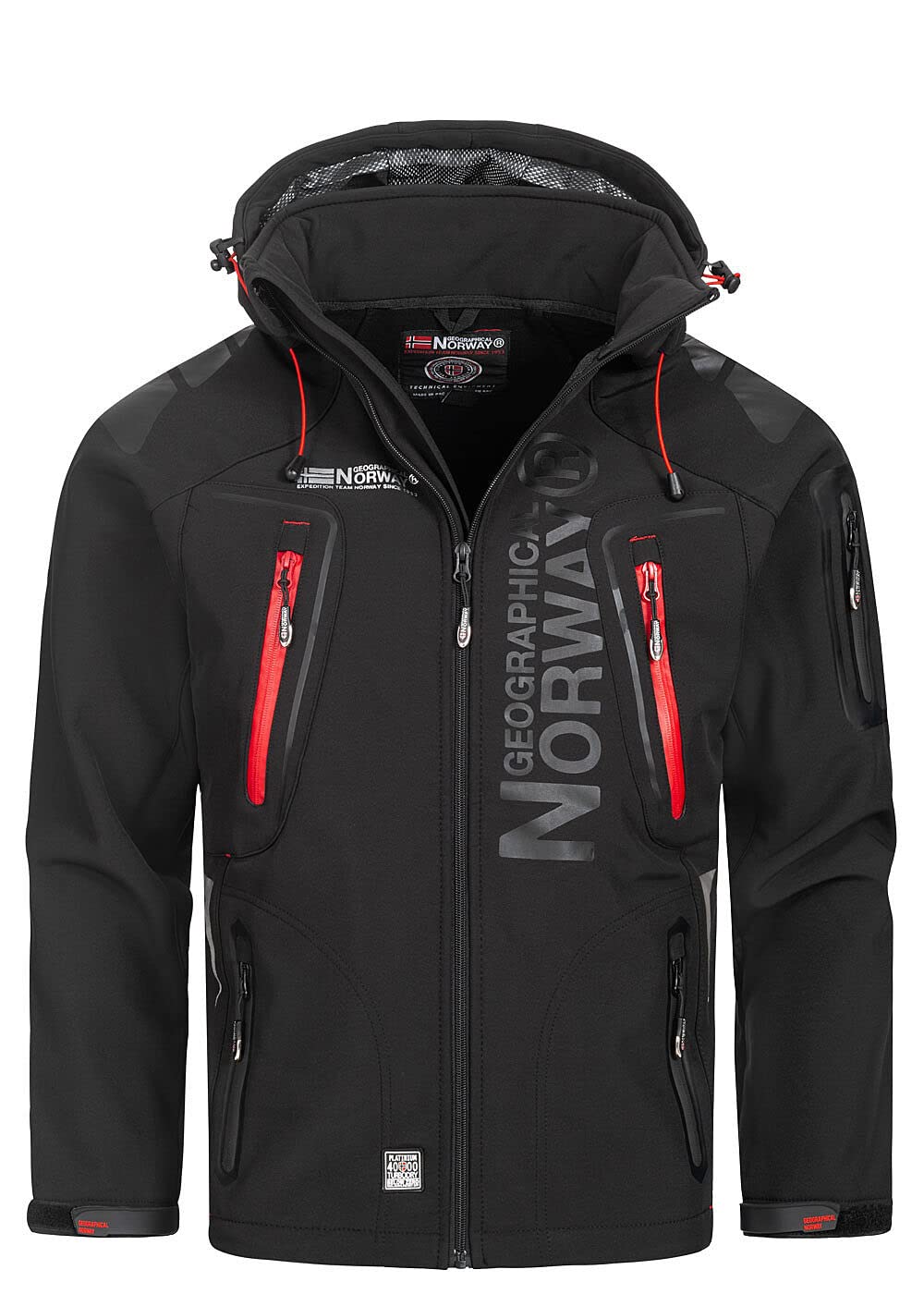 Geographical Norway Techno Men – Waterproof Softshell Hooded Jacket – Outdoor Ta