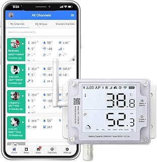 UbiBot GS1-A Smart WiFi Thermometer Hygrometer, IP65 Temperature & Humidity Data Logger, Device Sharing, Scheduled Reports, Multiple Alerts, Local Deployment, Alexa/IFTTT (2.4GHz WiFi)