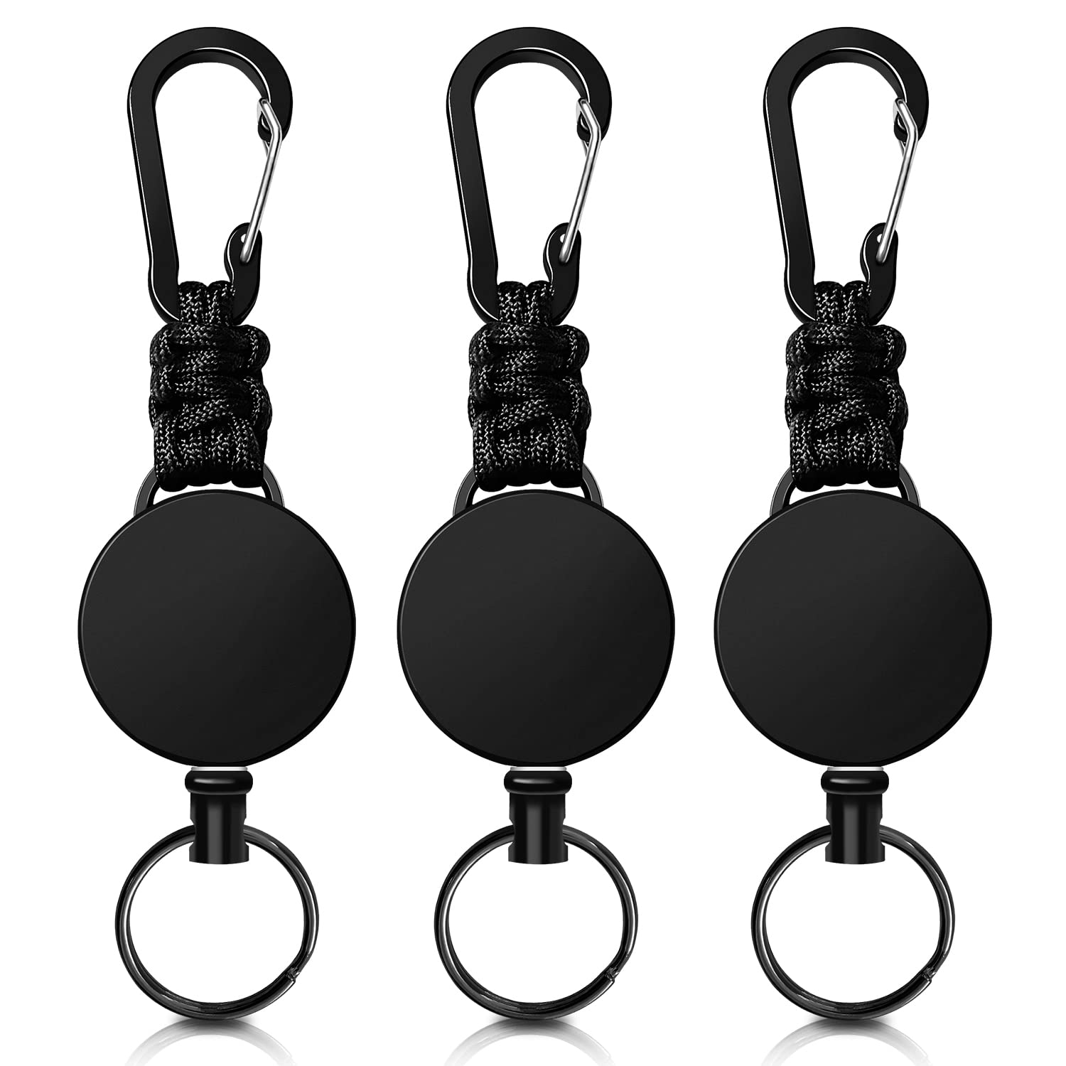 Retractable Keychain 3 Pack Heavy Duty Carabiner Badge Holder Badge Reel ID Hold