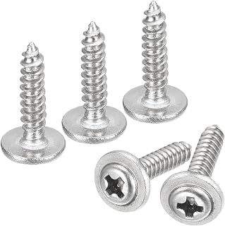 ST2.3mm x 10mm Phillips Pan Head Self-Tapping Screw with Washer, 304 Stainless Steel Full Thread (Silver) (Pack of 100)