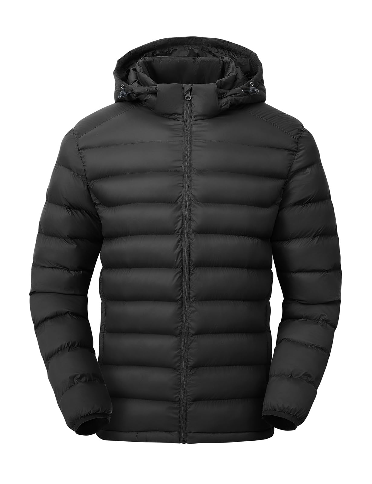 TBMPOY Men's Lightweight Down Jacket with Detachable Hood Waterproof Winter Coat