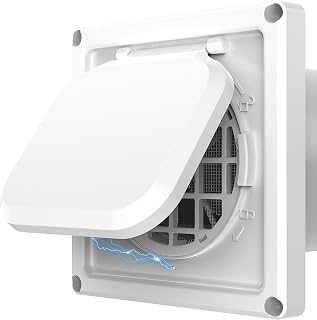 Magnetic Dryer Vent Cover Outside, Weather-Resistant Plastic Vent Cover for 4 inch Pipe, Detachable Lint Screen for Easy Cleaning and Maximum Airflow Efficiency, 6x6 inch Size, White