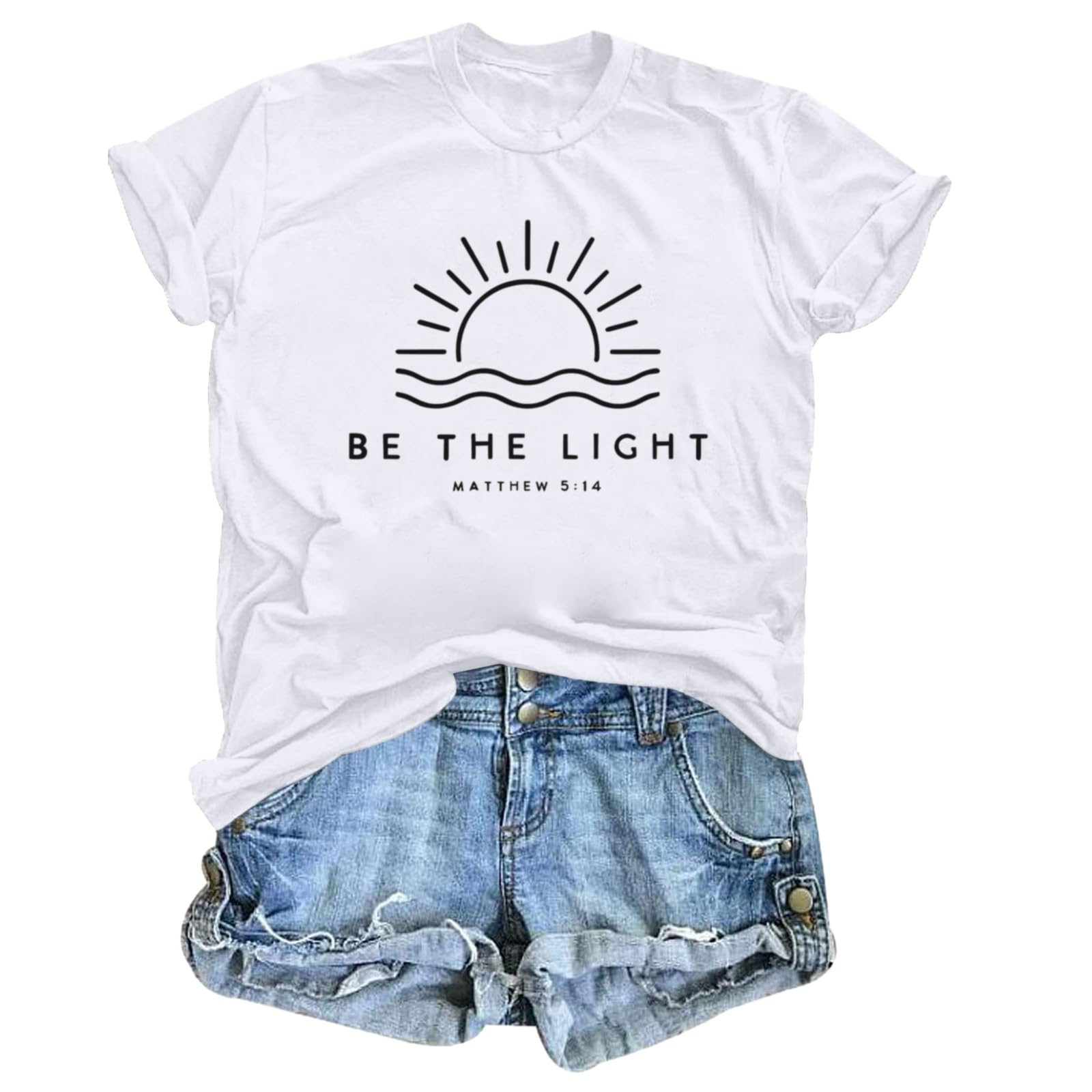 Christian Be The Light Shirts for Women Bible Verse Shirts Jesus Religious Faith