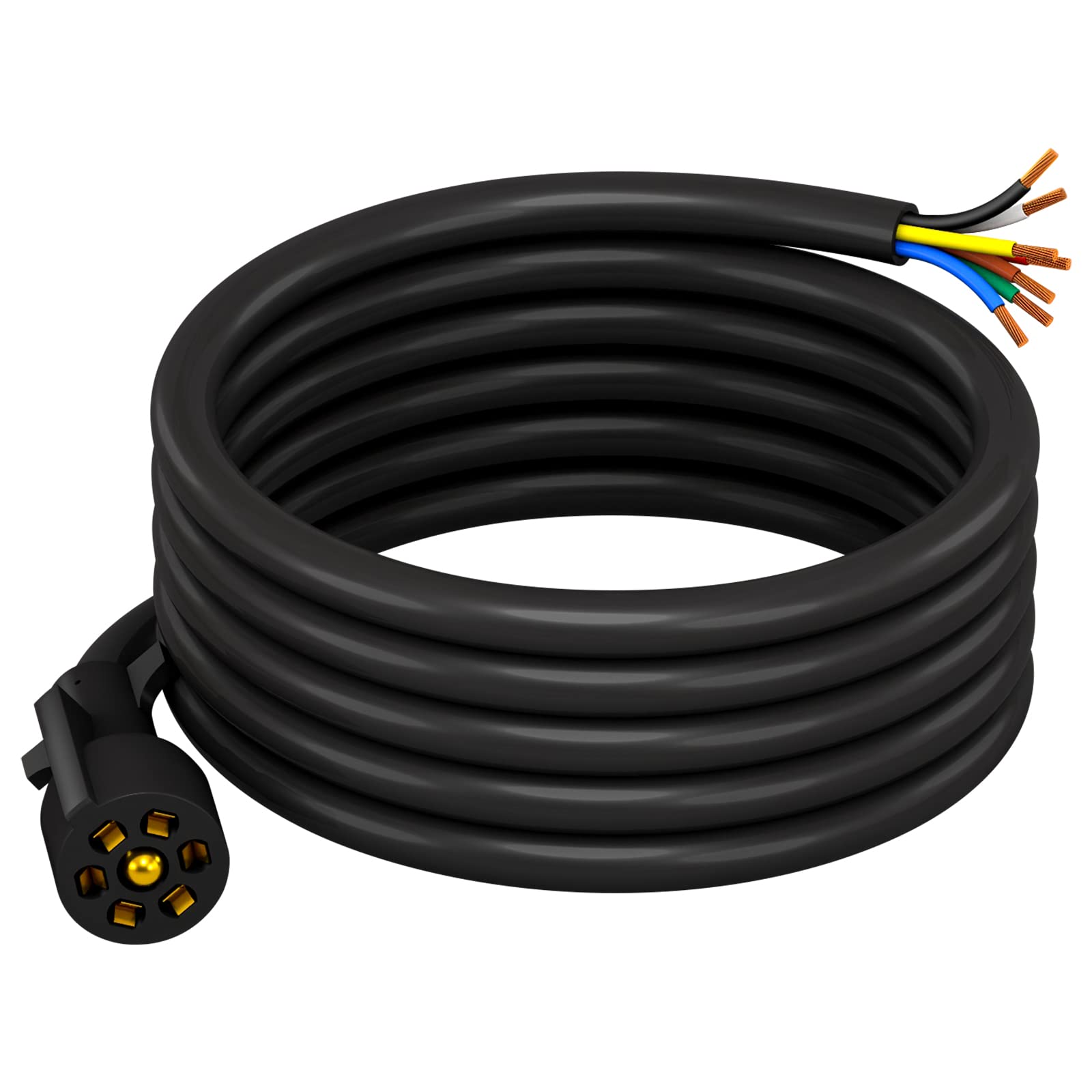 CheeMuii 7 Way Trailer Cord Heavy Duty 8 FT Trailer Wiring Harness Kit 7 Pin Tra