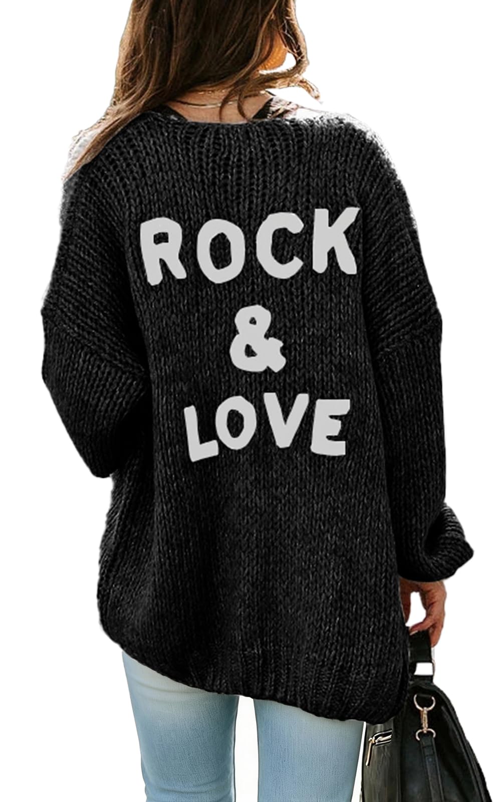 PRETTYGARDEN Knitted Cardigan Long Sleeve Open Front Long Sleeve Sweaters Soft D