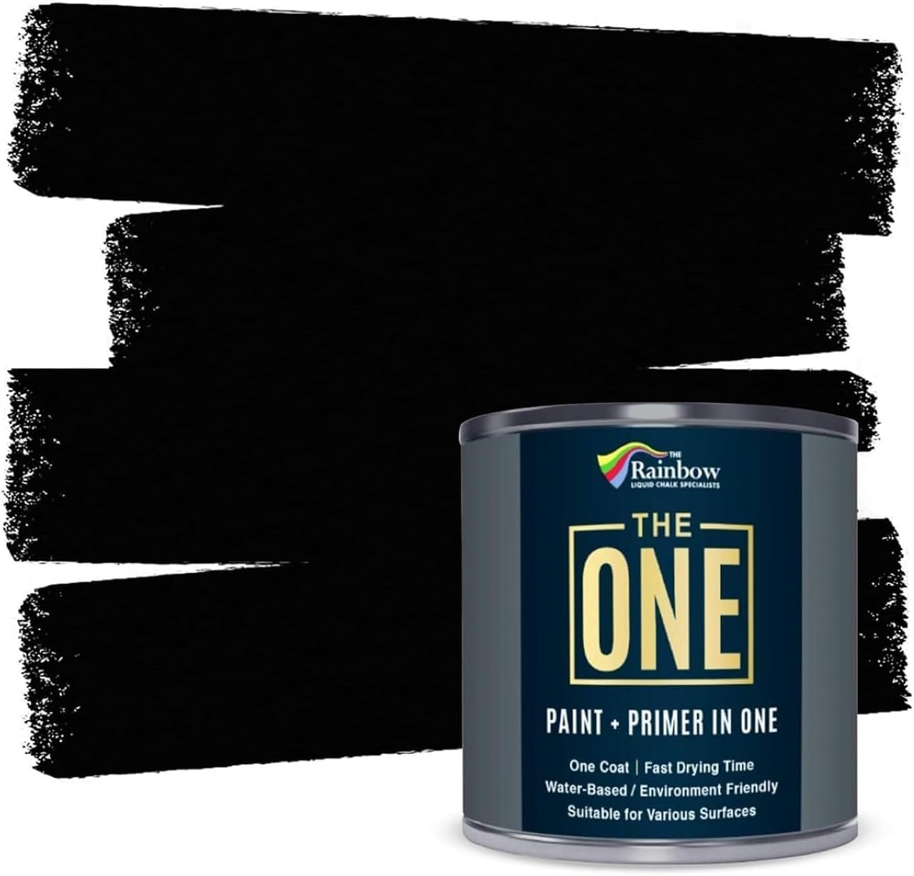THE ONE All-In-One Paint & Primer - Black Matt, 250 ml | Multi-Surface 1 Coat Fo