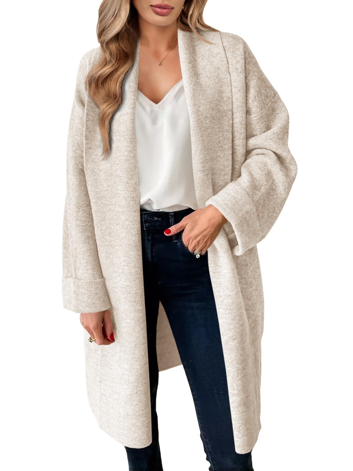 Saodimallsu Womens Long Cardigan Sweaters Chunky Open Front Oversized Slouchy Kn