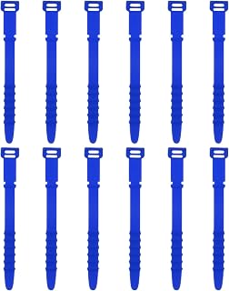 12 Pcs 4.5 Inch Reusable Silicone Cable Ties Elastic Cord Organizer Straps for Cables USB Charging Management Food Storage Dark Blue