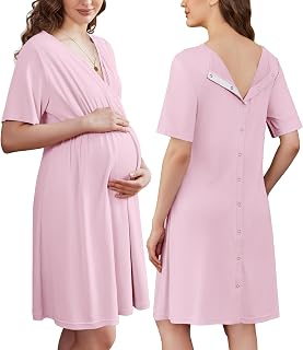 Ekouaer Labor and Delivery Gown for Hospital V Neck Maternity Nursing Dress