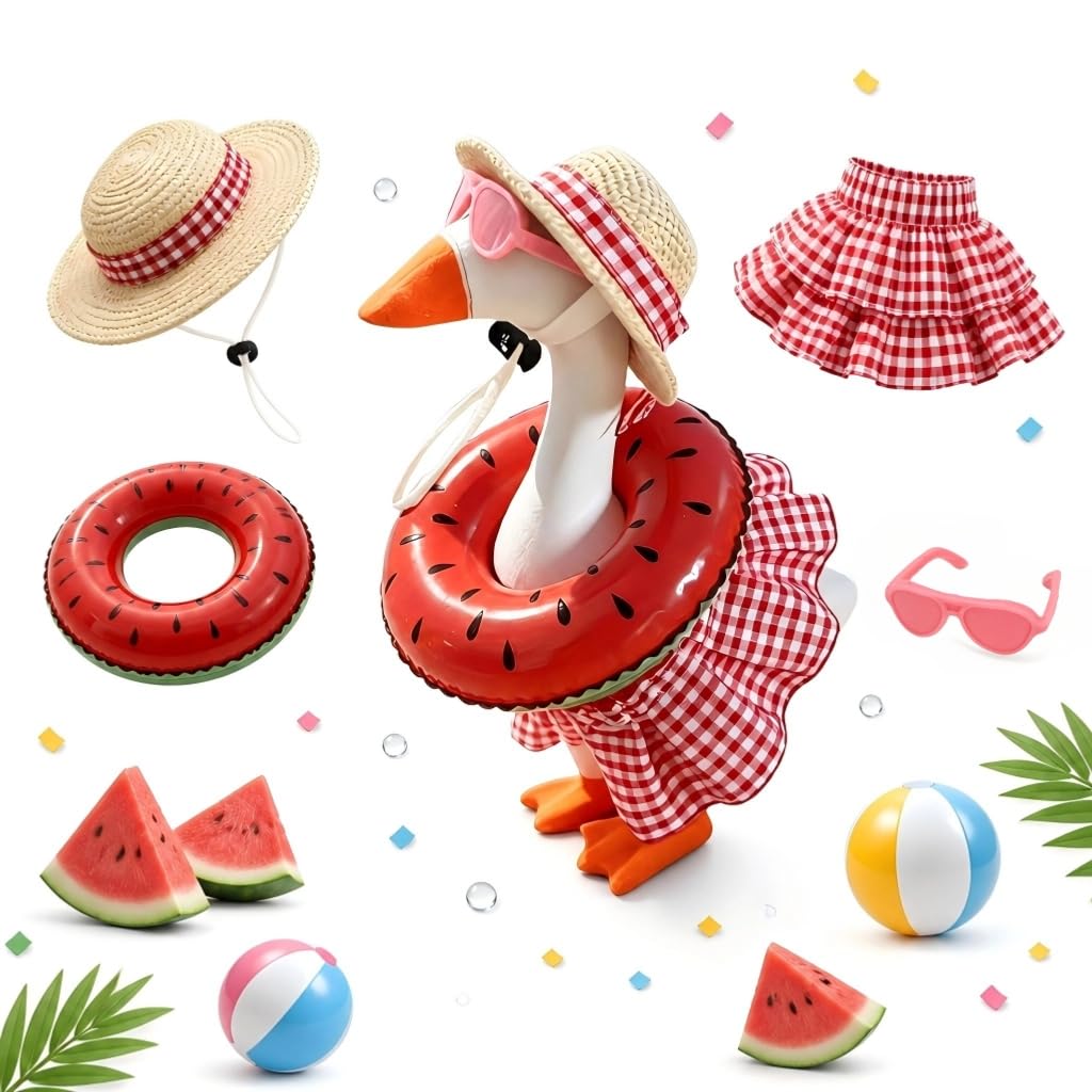 Summer Outfit for 7 Inch Magnetic Desk Goose Statue, Mini Desktop Goose Clothes 