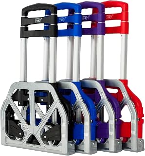 FCH Folding Hand Truck Aluminum Portable Folding Hand Cart 165lbs Capacity Hand Cart and Dolly Ideal for Home, Auto, Office,Travel Use,Black