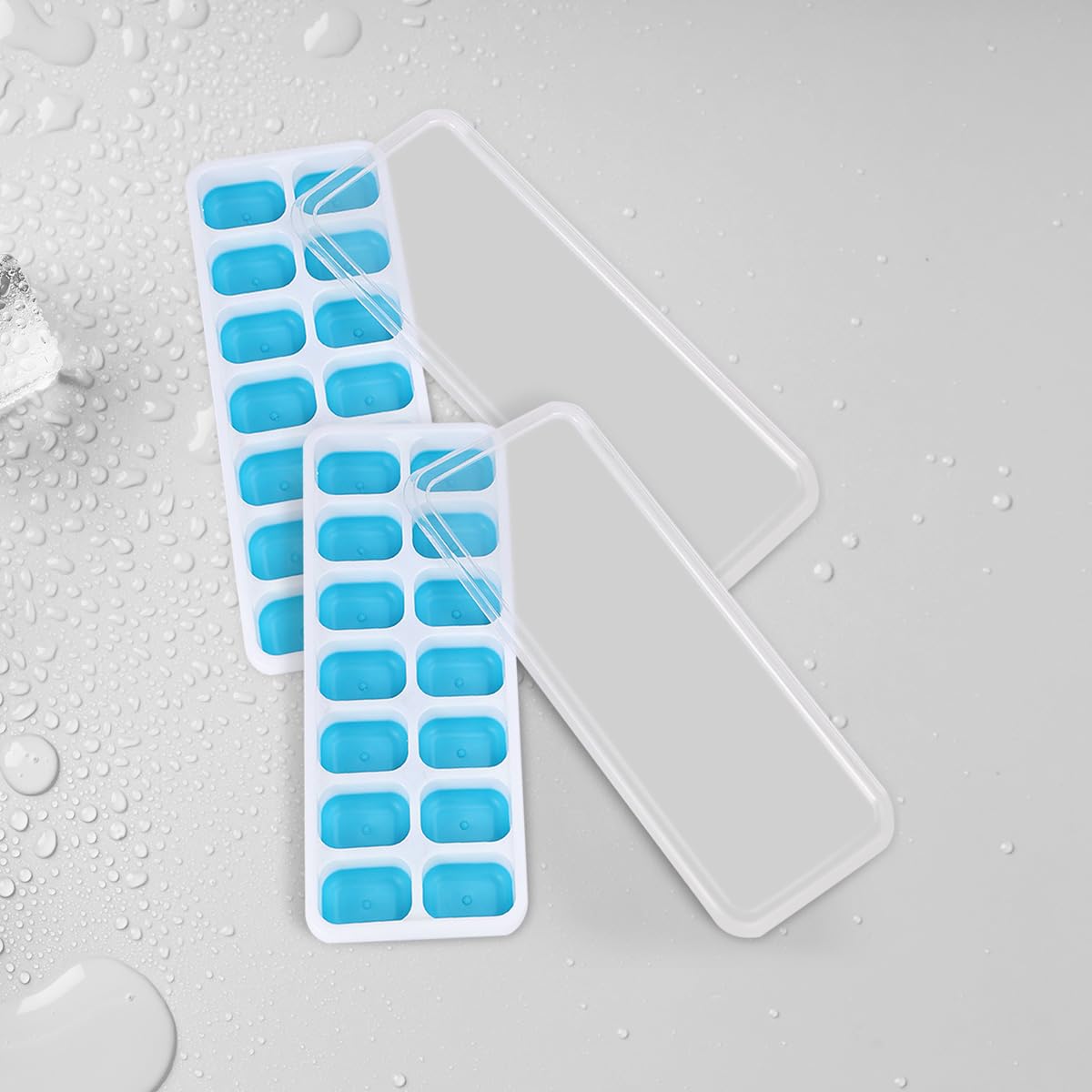 Ice Cube Tray, Easy Release Flexible Silicone Ice Cube Trays with Removable Lid 