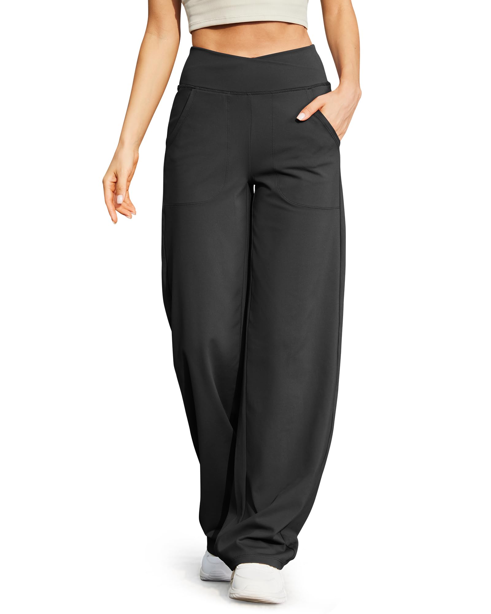 G4Free Wide Leg Yoga Casual Pants with Pockets | Moisture Wicking, Soft Comforta