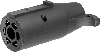 CURT 57260 7-Way RV Blade Vehicle-Side to 6-Way Round Trailer Wiring Adapter, Center Pin Auxiliary Power
