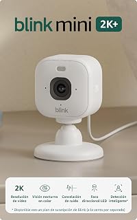 Blink Mini 2K+ (newest gen) | Plug-in Home Security Camera with 2K video resolution | 4x Zoom | colour night vision with built-in spotlight | Works with Alexa | 1 camera – White