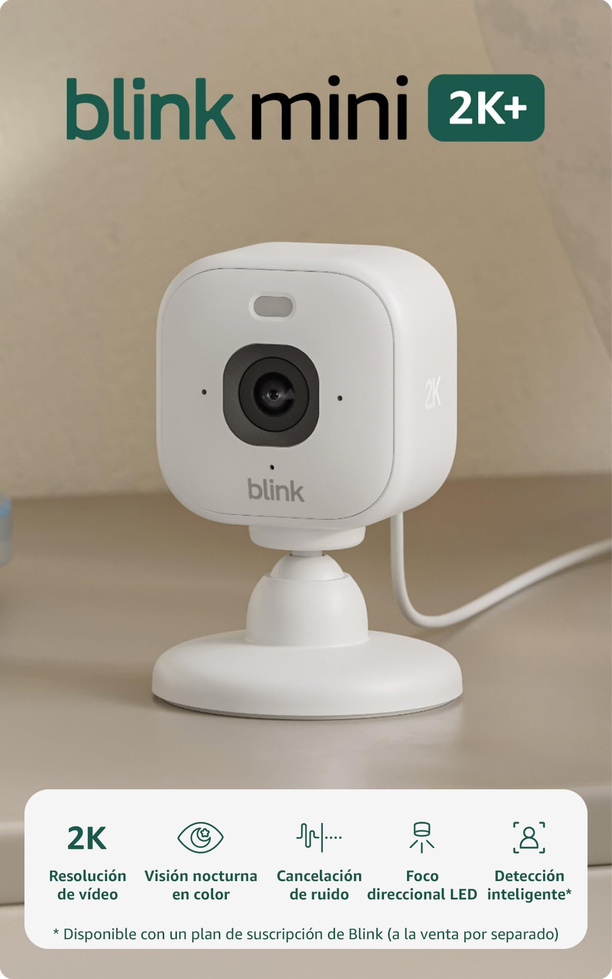 Blink Mini 2K+ (newest gen) | Plug-in Home Security Camera with 2K video resolut