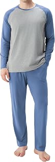 DAVID ARCHY Mens Pajama Set Long Sleeve PJs, Soft Lightweight Sleepwear with Pockets, Comfortable Loungewear for Sleeping