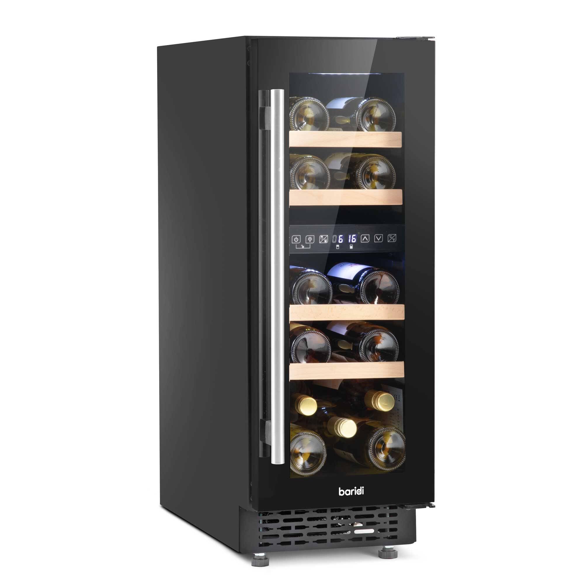 Baridi 17 Bottle Dual Zone Slim Built-In 30cm Wine Cooler with Touch Screen Cont