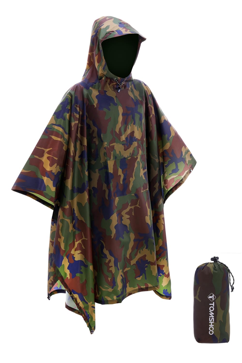 TOMSHOO Multifunctional Raincoat with Hood for Adults