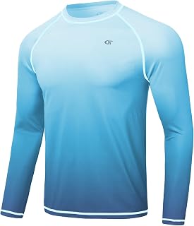 Huayuzh Mens Swim Shirt Long Sleeve UPF 50+ Quick Dry Breathable Running Sports Sun UV Protection Swim Shirts