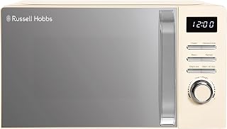 Russell Hobbs Digital Microwave 20L 800W in Cream with 5 Power Levels, Pull Handle Door & Button Control, Clock & Timer, Automatic Defrost, Easy Clean, 8 Auto Cook Menus RHMD818C