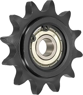 uxcell #50 Roller Chain Idler Sprocket, 12mm Bore 5/8" Pitch 12 Tooth | Type C Tensioner Black Oxide Finished 1045 Steel with Insert Single Bearing for ANSI #50 (DIN/ISO 10A) Chains