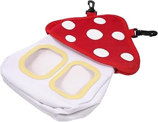 Loogujuzao Bunny Hay Feeder, Hanging Rabbit Hay Feeder Bag (Red&White) | Large Capacity Hanging Feeding Bag with 2 Holes for Small Pets Like Rabbits, Bunnies, Guinea Pigs, Chinchillas, Hamsters