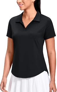 MIER Womens Polo Shirts V Neck Short Sleeve Golf Tennis Quick Dry Soft UPF 50+ Active Tops Lightweight