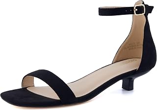 CUSHIONAIRE Solo Sandales à talon chaton pour femme - 1 bande de cheville avec semelle rembourrée et dessus en daim synthétique