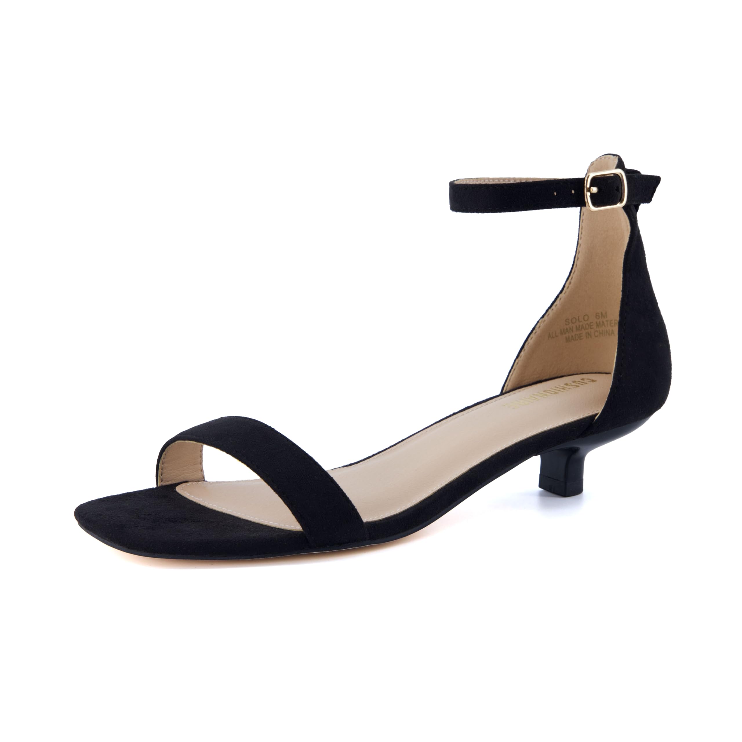 CUSHIONAIRE Solo Sandales à talon chaton pour femme - 1 bande de cheville avec s
