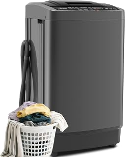 Nictemaw 2.4 Cu.ft. Portable Washer with Drain Pump, 17.8 lbs Capacity | 10 Wash Programs, 8 Water Levels, LED Display, Full Automatic Compact Washing Machine for Apartment, Home, Dorm, RV